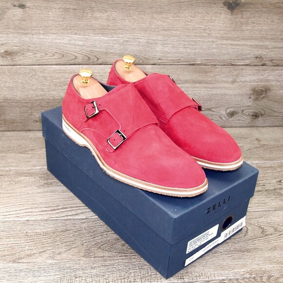 * NIB * $495 Nordstrom ZELLI Italia 10 M Red Goatskin Suede * add $15 Trees main image 11